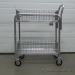 Metal 2-Tier Double Basket Rolling Wire Mail Cart, 30 x 20